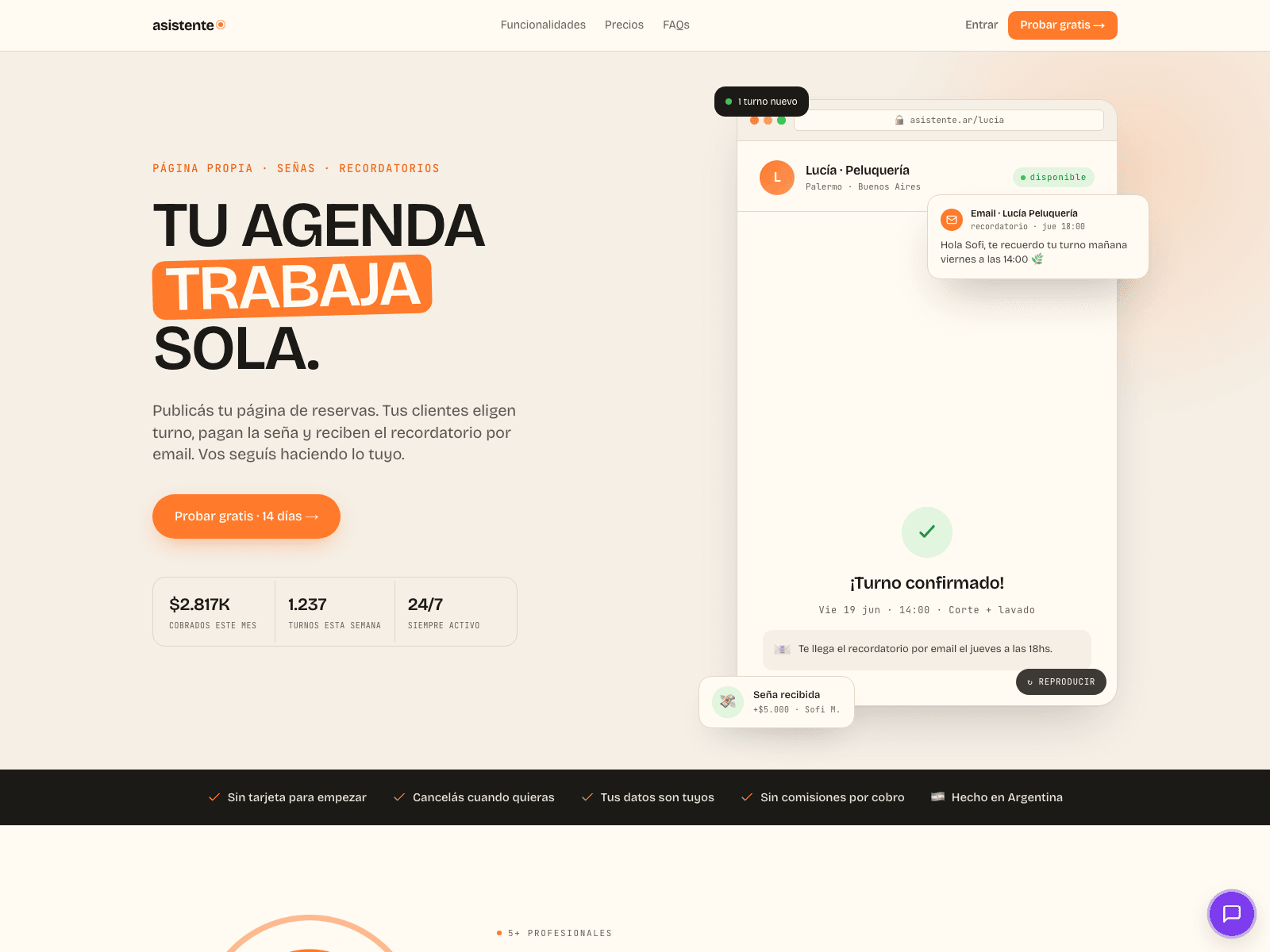 Asistente booking SaaS