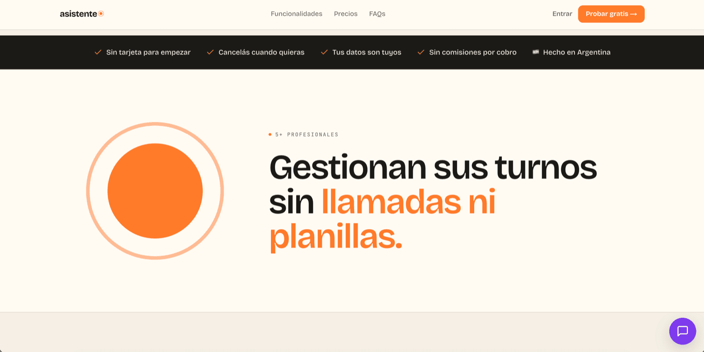 Asistente booking SaaS